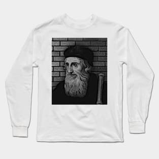 John Wycliffe Black And White Portrait | John Wycliffe Artwork 2 Long Sleeve T-Shirt